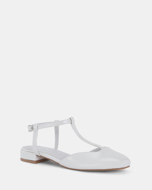 Image of Shoes. Product name - Caserta Cream Patent Ballet Flats in Neutral colour by brand - Novo