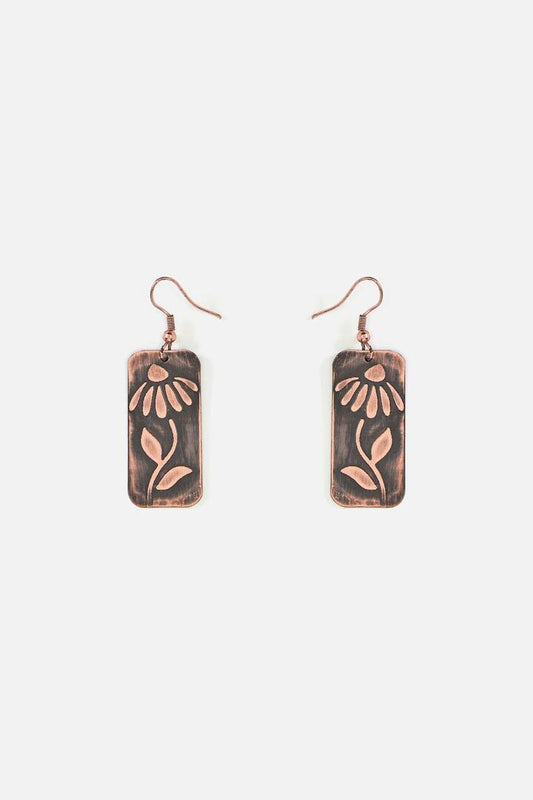 Image of Earrings. Productname: Daisy Rectangle Earrings in Copper colour by brand - Princess Highway