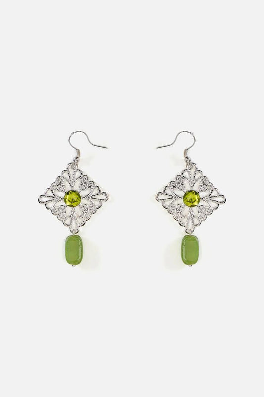 Image of Earrings. Productname: Pretty Green Stone Earrings in Silver colour by brand - Princess Highway