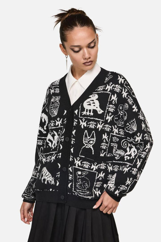 Image of Cardigans. Productname: Manuscript Goth Cardigan in Black colour by brand - Black Friday
