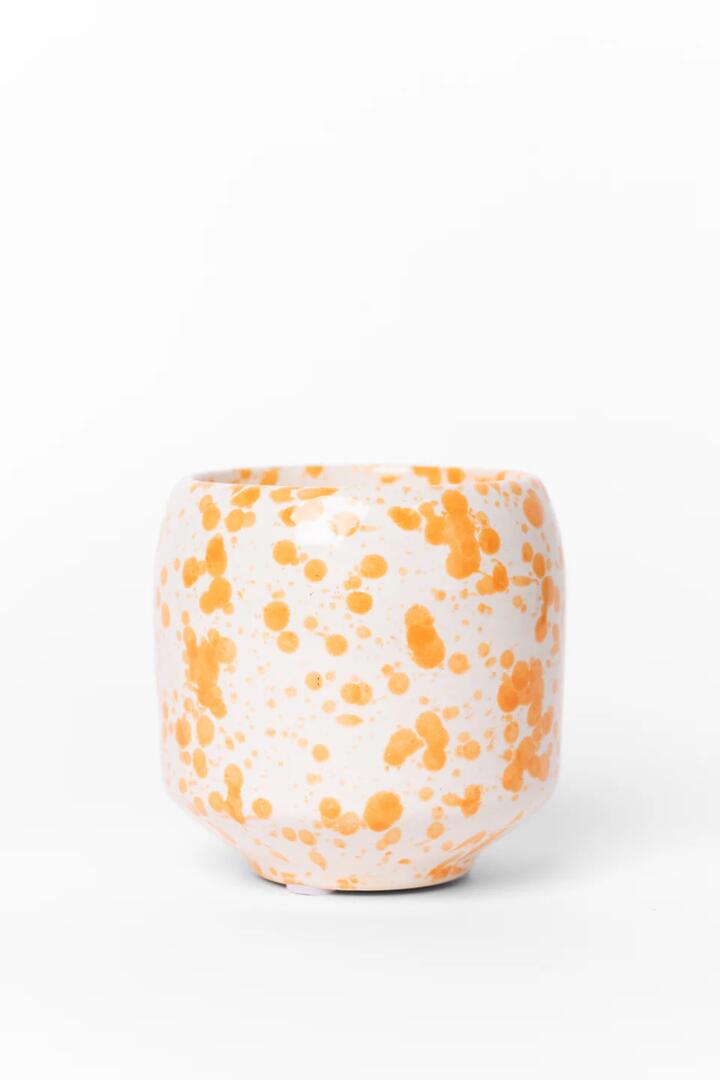 Image of Perfumes & Colognes. Product name - Orange Splash Glazed Ceramic Soy Wax Candle in Orange colour by brand - Flo's Home
