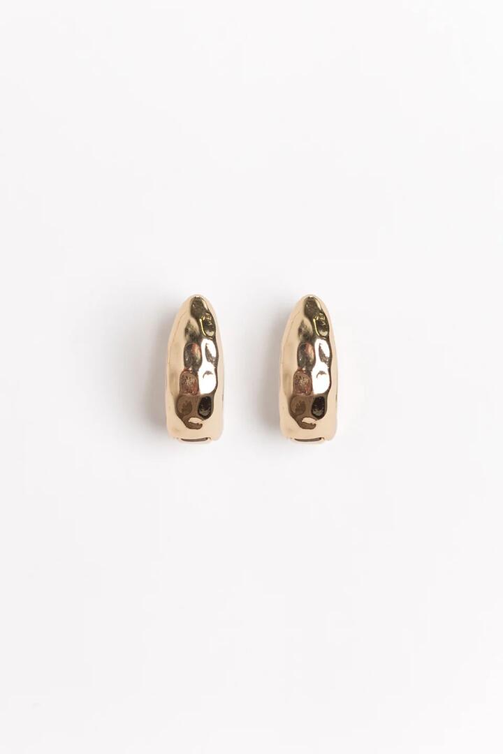 Image of Jewelry. Product name - Chunky Hammered Oval Gold Earrings in Gold colour by brand - Humble + Heart