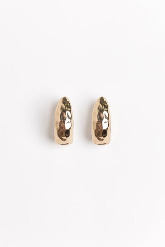 Image of Jewelry. Product name - Chunky Hammered Oval Gold Earrings in Gold colour by brand - Humble + Heart