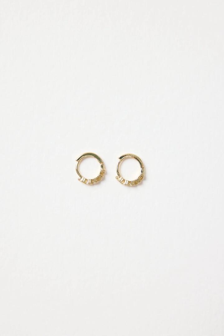 Image of Jewelry. Product name - Zig Zag Sparkle Gold Huggie in Gold colour by brand - Humble + Heart