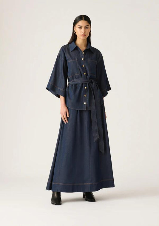 Image of Jeans. Productname: Cleo Denim Shirt in Indigo colour by brand - MOS The Label