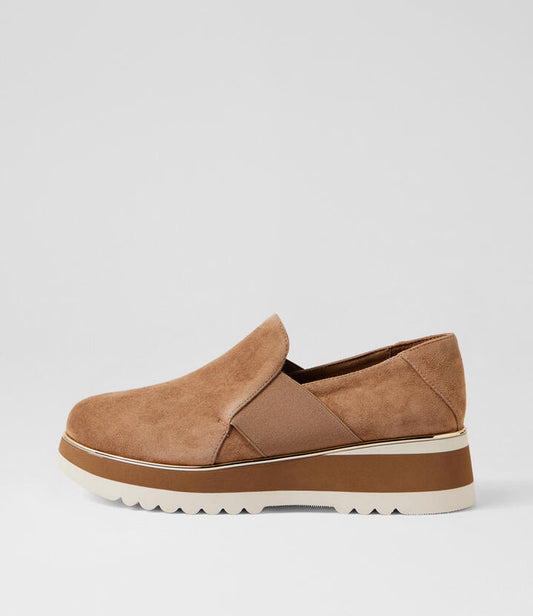 Image of Shoes. Product name - Costa Light Choc Milk Suede Flat Shoes in Lt Choc-Milk&Lt Choc colour by brand - MIDAS