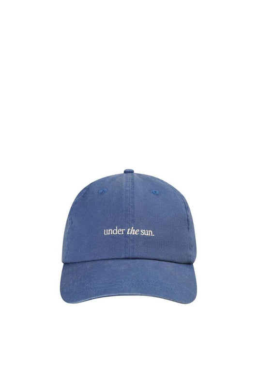 Image of Hats. Product name - Under The Sun French Blue Cap in Blue colour by brand - Status Anxiety