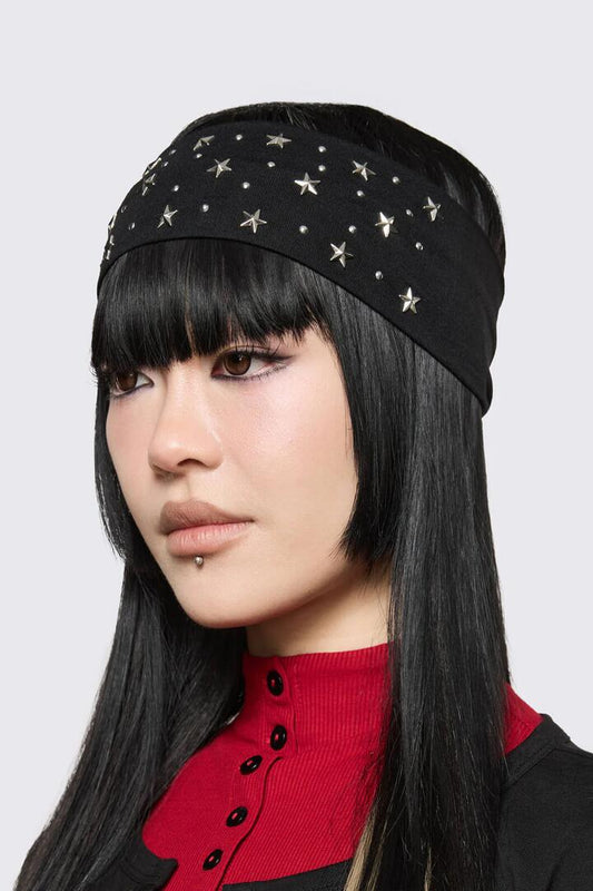 Image of Hair Accessories. Productname: Stars Studs Stretch Headband in Black colour by brand - Dangerfield