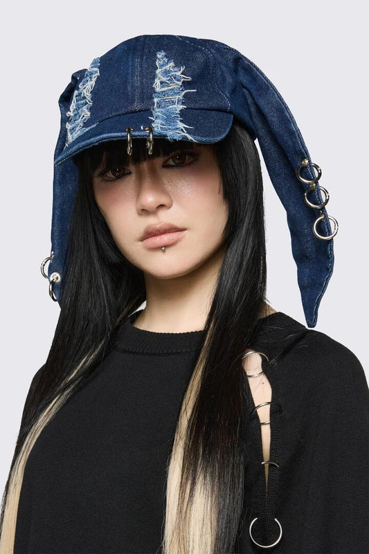 Image of Hats. Productname: Distressed Ears Cap in Indigo colour by brand - Dangerfield