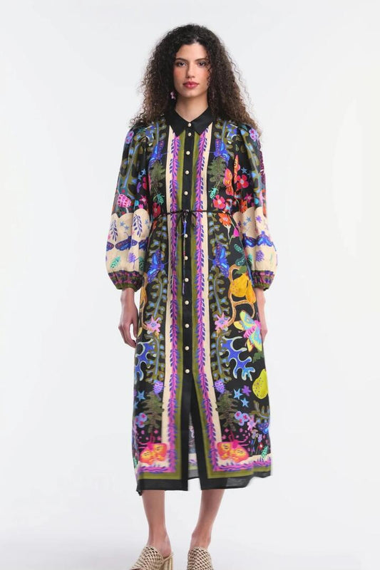 Image of Dresses. Product name - Beetlemania Long Dress in Print colour by brand - Gorman