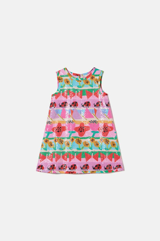 Image of Dresses. Product name - Pretty Rows Kids Sequins Dress in Multi colour by brand - Gorman