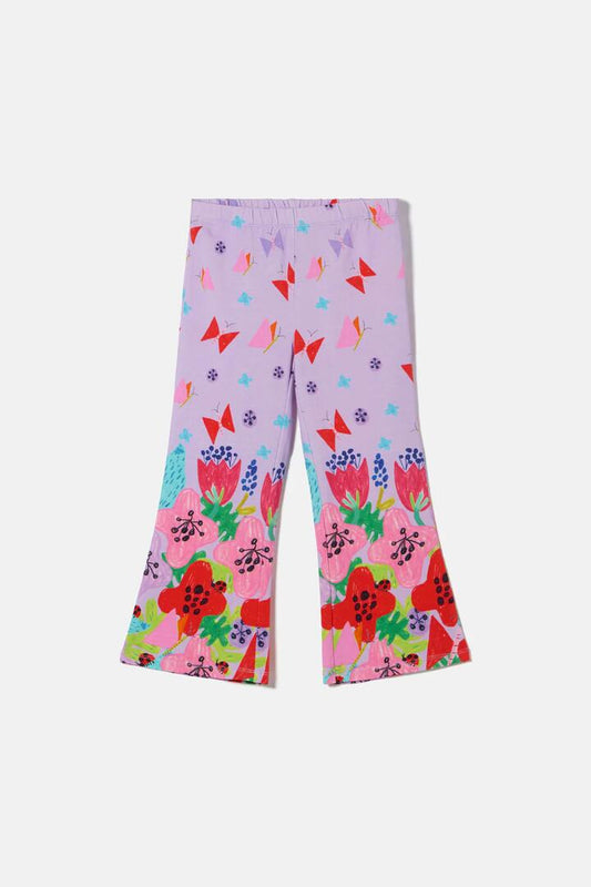 Image of a model wearing Pants. Product name - Secret Garden Kids Flared Pant in Lilac colour by brand - Gorman