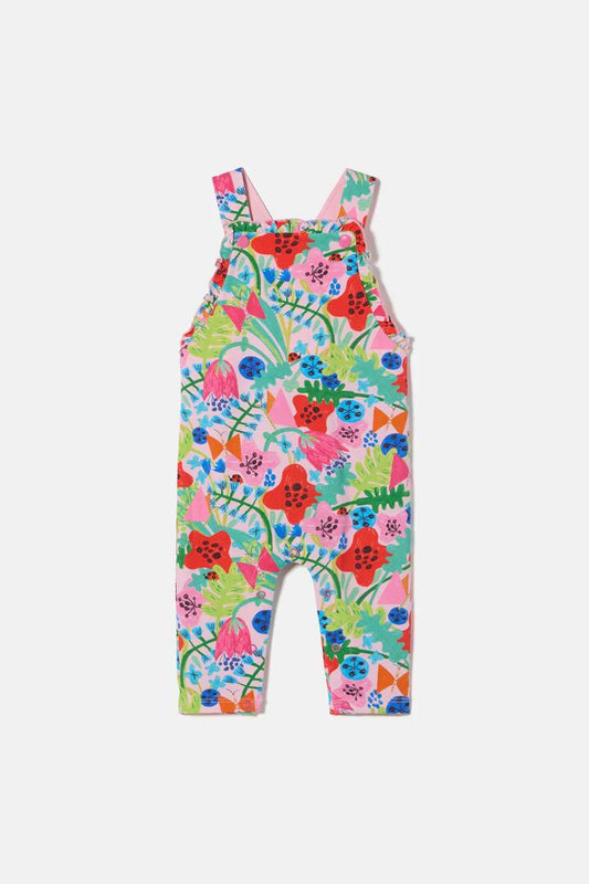 Image of a model wearing Pants. Product name - Flower Field Baby Overalls in Pink colour by brand - Gorman