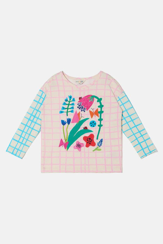 Image of T-Shirts. Product name - Check Flowers Kids T-Shirt in Multi colour by brand - Gorman