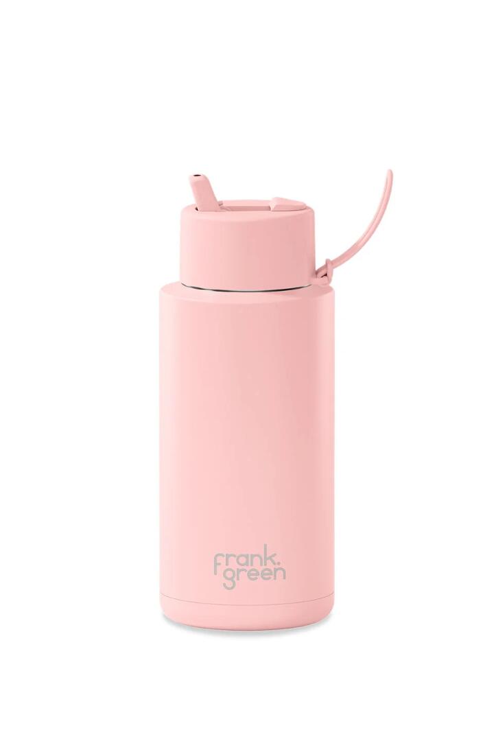 Image of Water Bottles. Product name - Ceramic Reusable Blushed 1ltr Bottle with Flip Lid in colour by brand - Frank Green