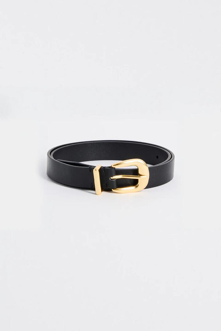 Image of Hair Accessories. Product name - Gold Buckle Black Leather Belt in Black colour by brand - Among the Brave