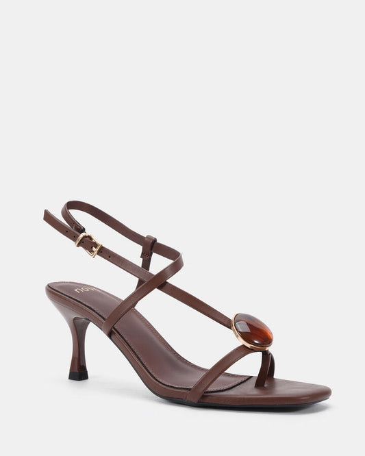 Image of Heels. Product name - Venti Milk Chocolate Low Heels in Midnight colour by brand - Novo