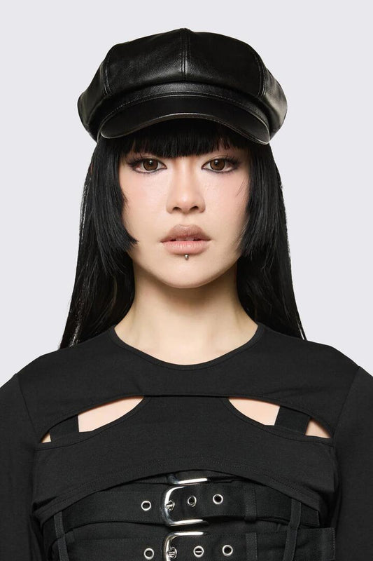 Image of Hats. Productname: PU Page Hat in Black colour by brand - Dangerfield