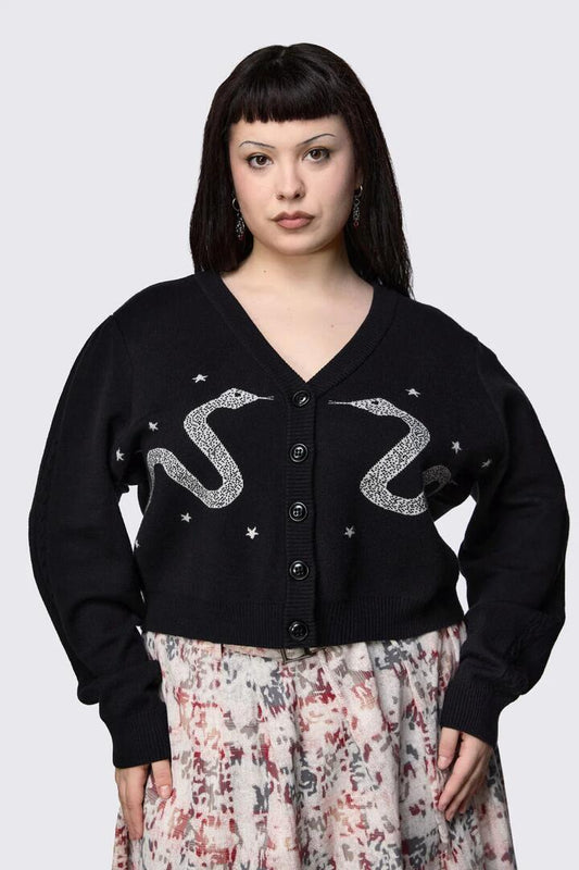 Image of Cardigans. Productname: Curve Slithering Goth Cardigan in Black colour by brand - Dangerfield
