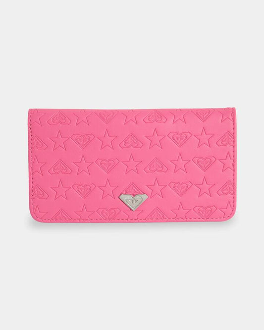 Image of Wallets & Money Clips. Product name - Roxy Womens Crazy Wave Leather Wallet Pink Carnation in Pink Carnation colour by brand - Roxy