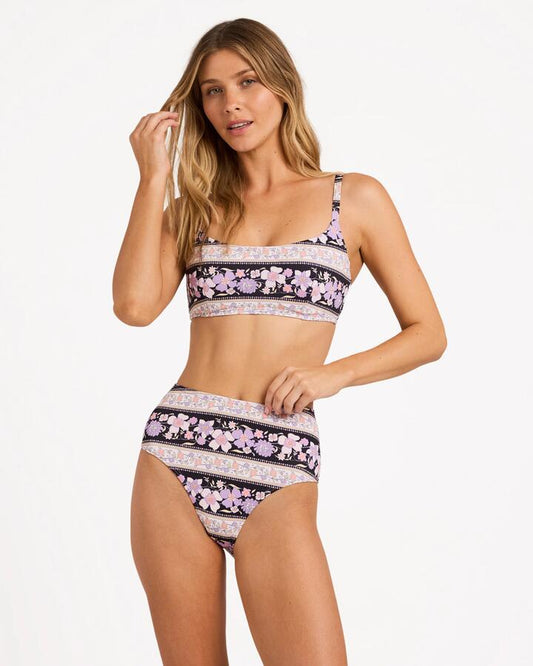 Image of Swimwear. Product name - Billabong Womens Forevermore Hi Retro Bikini Bottom Black Pebble in Black Pebble colour by brand - Billabong