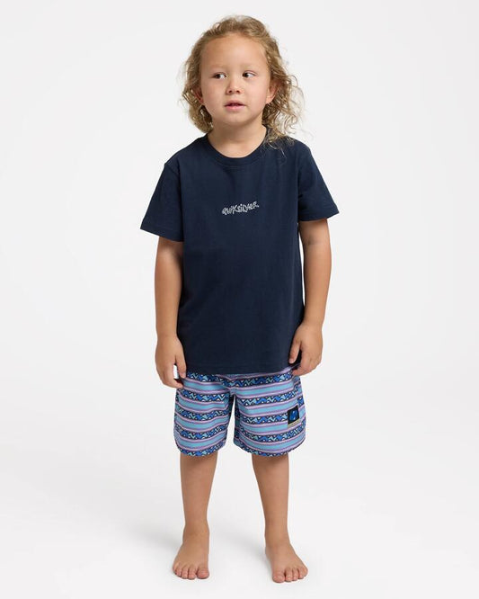 Image of T-Shirts. Product name - Quiksilver Boys 2-7 Wax On T-Shirt Dark Navy in Dark Navy colour by brand - Quiksilver