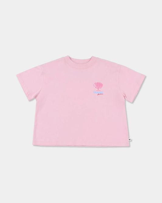 Image of T-Shirts. Product name - Roxy Girls 2-7 Sweetie Shell T-Shirt Powder Pink in Powder Pink colour by brand - Roxy
