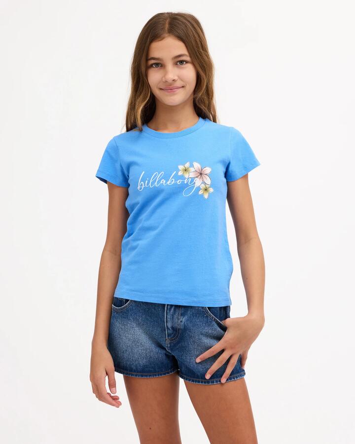 Image of T-Shirts. Product name - Billabong Girls 6-16 Bloom Crush T-Shirt Tidal Blue in Tidal Blue colour by brand - Billabong