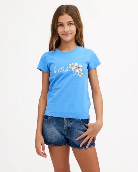Image of T-Shirts. Product name - Billabong Girls 6-16 Bloom Crush T-Shirt Tidal Blue in Tidal Blue colour by brand - Billabong
