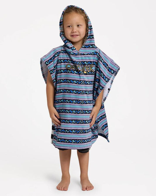 Image of Towels. Product name - Quiksilver Boys 2-7 Pitted Hooded Towel Stillwater in Stillwater colour by brand - Quiksilver