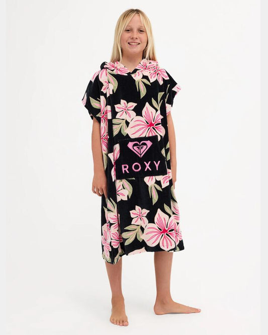 Image of Towels. Product name - Roxy Girls 8-16 Roxy Vibes Hooded Towel Prism Pink in Prism Pink colour by brand - Roxy