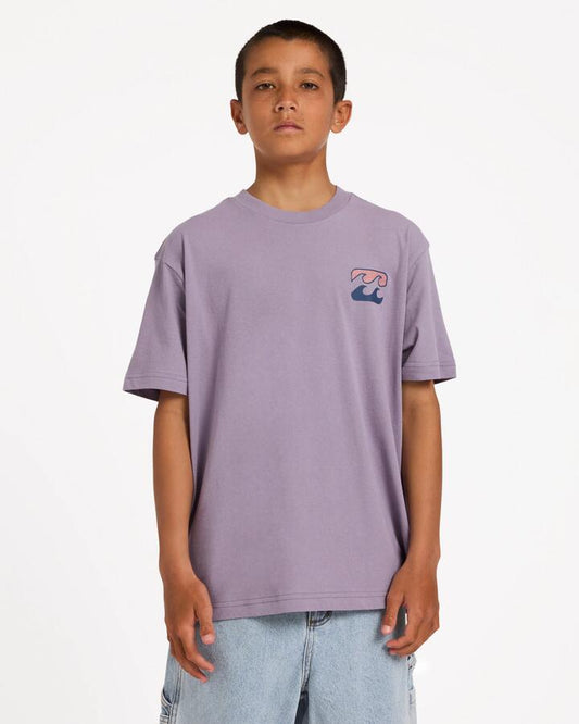 Image of T-Shirts. Product name - Billabong Boys 8-16 Boys Crayon Wave T-Shirt Purple Ash in Purple Ash colour by brand - Billabong