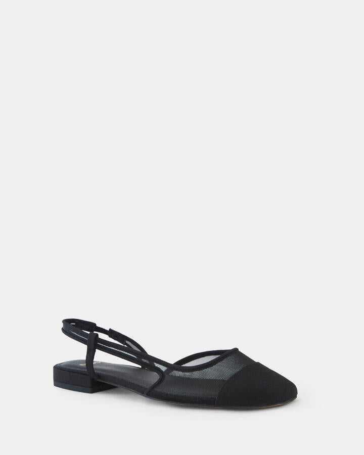 Image of Shoes. Product name - Classic Black Mesh Ballet Flats in Black colour by brand - Novo