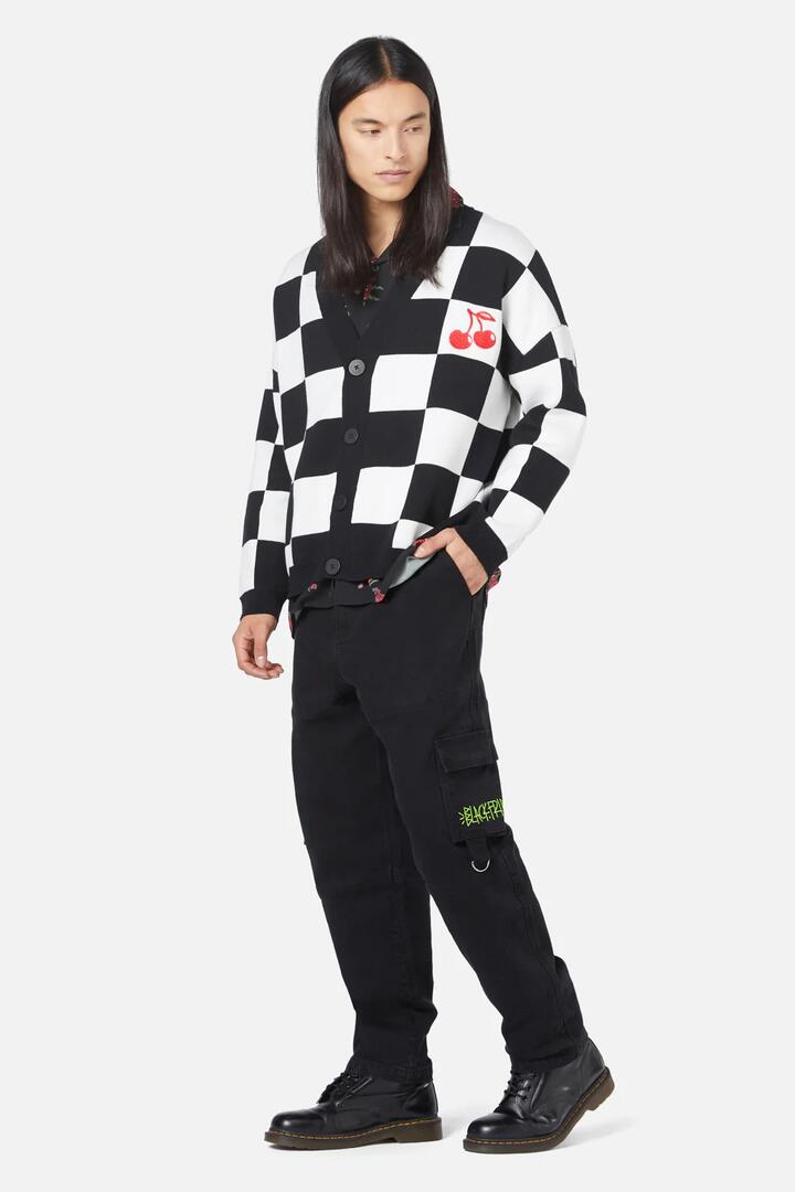 Image of Cardigans. Productname: Cherry Check Cardigan in Black/White colour by brand - Black Friday