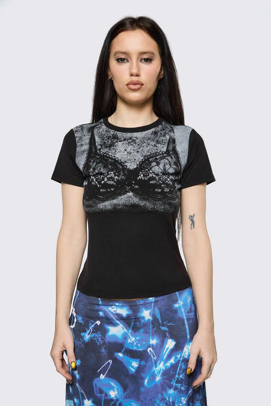 Image of T-Shirts. Product name - Spray It Goth Tee in Black colour by brand - Black Friday