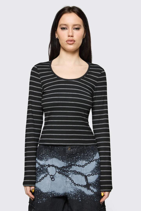 Image of a model wearing Tops. Product name - Diffused Long Sleeve Top in Multi colour by brand - Black Friday
