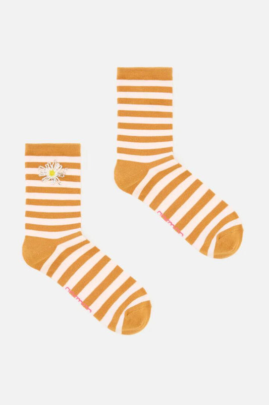 Image of Socks. Product name - Lazy Daisy Stripe Socks in Multi colour by brand - Gorman