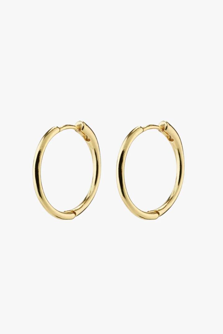Image of Jewelry. Product name - Eanna Medium Hoops Recycled Gold Plated Earrings in Gold colour by brand - Pilgrim