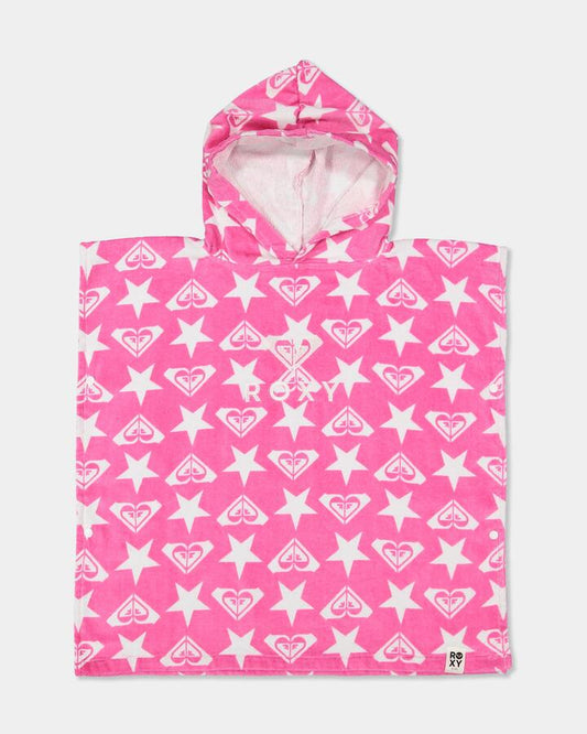 Image of Towels. Product name - Roxy Girls 2-7 Stay Magical Hooded Towel Pink Carnation Super Star Tw in Pink Carnation Super Star Tw colour by brand - Roxy