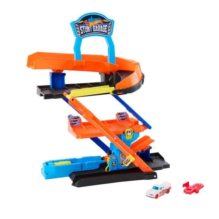 Image of Toy Cars. Product name - Hot Wheels City Transforming Stunt Garage in colour by brand - Hot Wheels