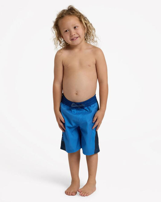 Image of a model wearing Shorts. Product name - Quiksilver Boys 2-7 Everyday Holmes 13" Volley Shorts Palace Blue Holmes in Palace Blue Holmes colour by brand - Quiksilver