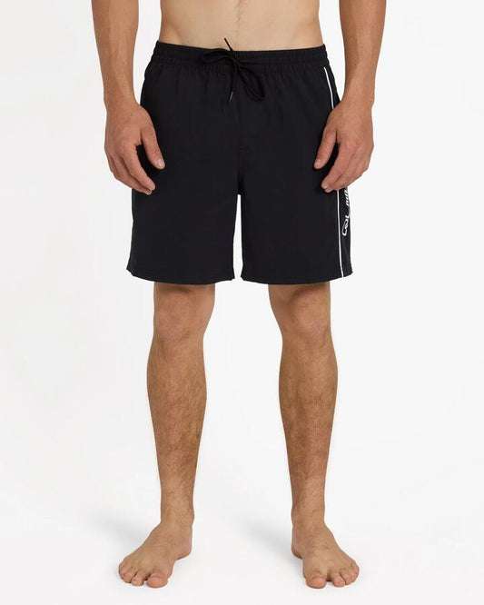 Image of a model wearing Shorts. Product name - Quiksilver Mens Everyday Vert 2.0 17" Volley Shorts Black in Black colour by brand - Quiksilver