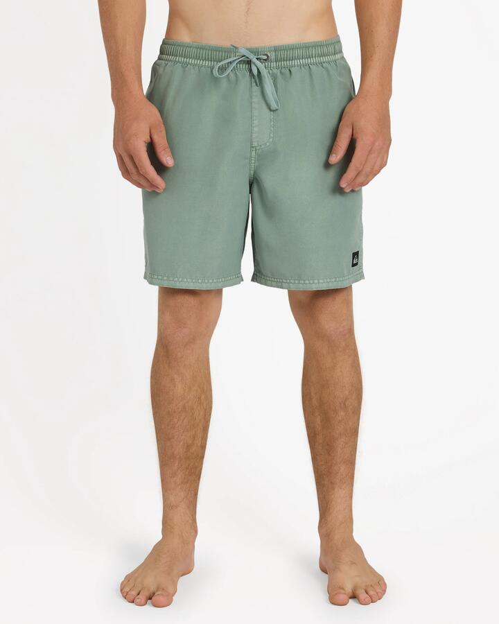 Image of a model wearing Shorts. Product name - Quiksilver Mens Everyday Surfwash 17" Volley Shorts Iceberg Green in Iceberg Green colour by brand - Quiksilver