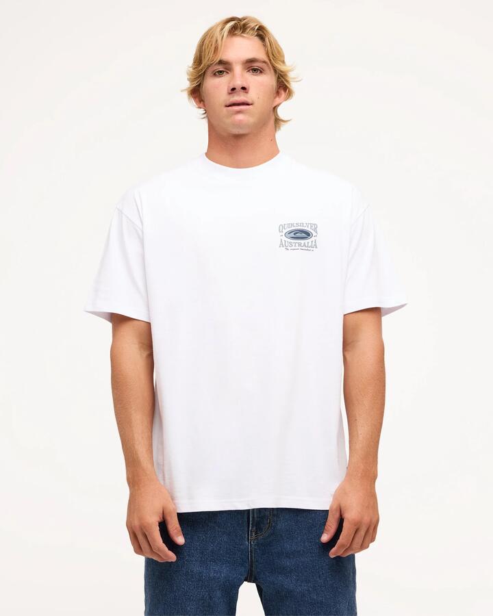 Image of T-Shirts. Product name - Quiksilver Mens Retro Lock Up T-Shirt White in White colour by brand - Quiksilver