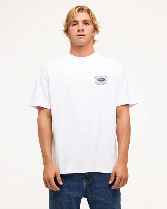 Image of T-Shirts. Product name - Quiksilver Mens Retro Lock Up T-Shirt White in White colour by brand - Quiksilver