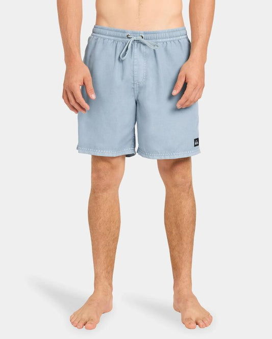 Image of a model wearing Shorts. Product name - Quiksilver Mens Everyday Surfwash 17" Volley Shorts Ashley Blue in Ashley Blue colour by brand - Quiksilver