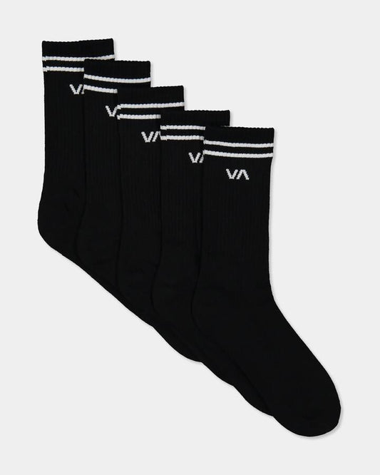 Image of Socks. Product name - Rvca Mens Union Iii 5 Pack Sport Socks Black in Black colour by brand - Rvca