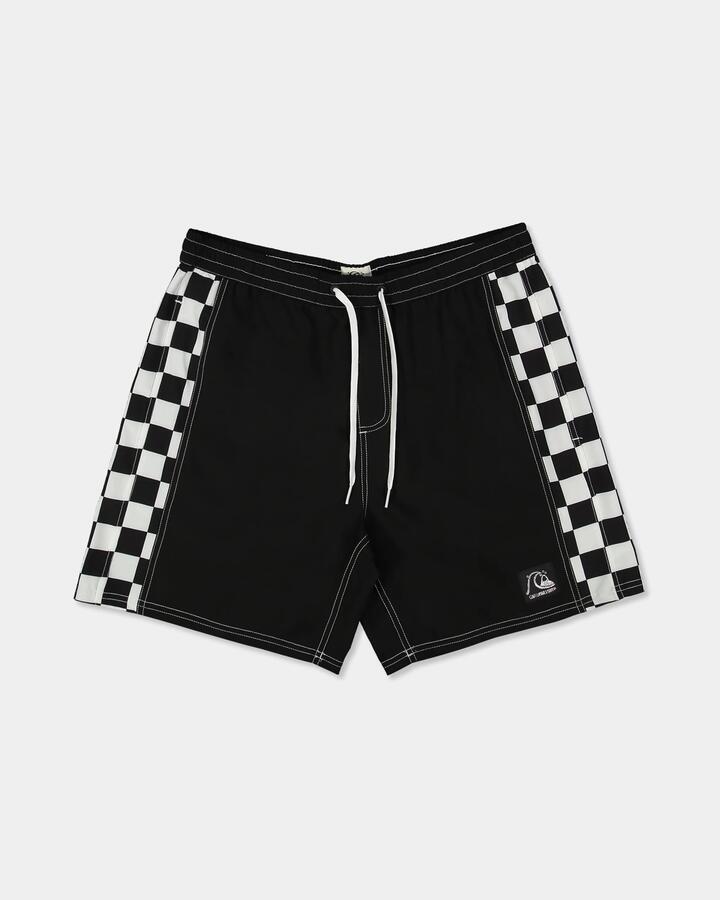 Image of a model wearing Shorts. Product name - Quiksilver Mens Original Arch 17" Volley Shorts Black in Black colour by brand - Quiksilver