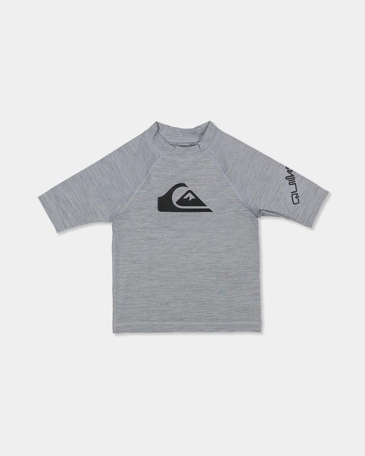 Image of Swimwear. Product name - Quiksilver Boys 2-7 All Time Rash Vest Quarry Heather in Quarry Heather colour by brand - Quiksilver