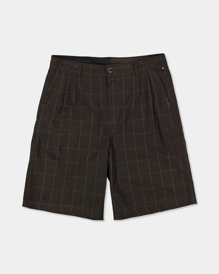 Image of a model wearing Shorts. Product name - Volcom Mens Holter Pleated Shorts Brown Stone in Brown Stone colour by brand - Volcom